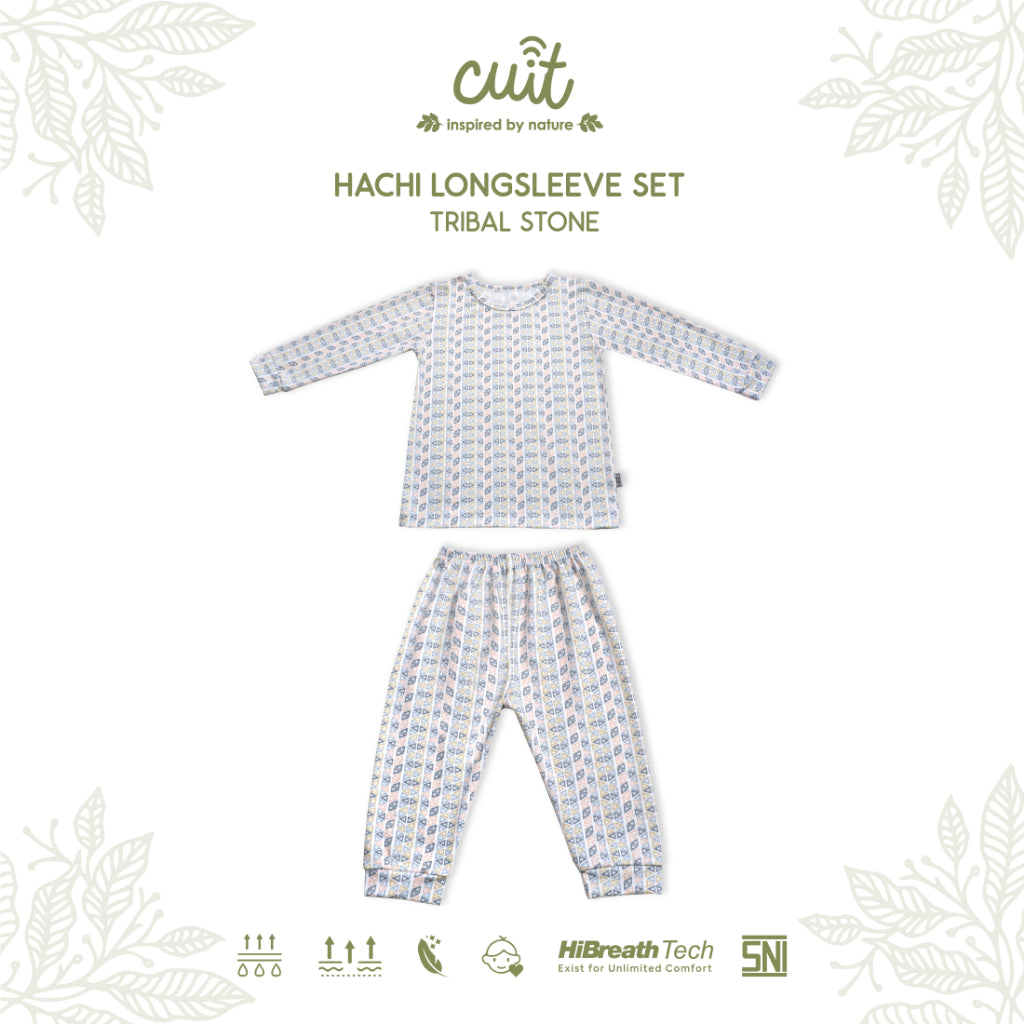 Cuit Hachi Setelan Tangan Panjang Motif Minimalis 1-6 Tahun