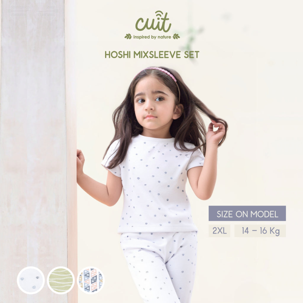 Cuit Hoshi Setelan Tangan Pendek Motif Minimalis 1-6 Tahun