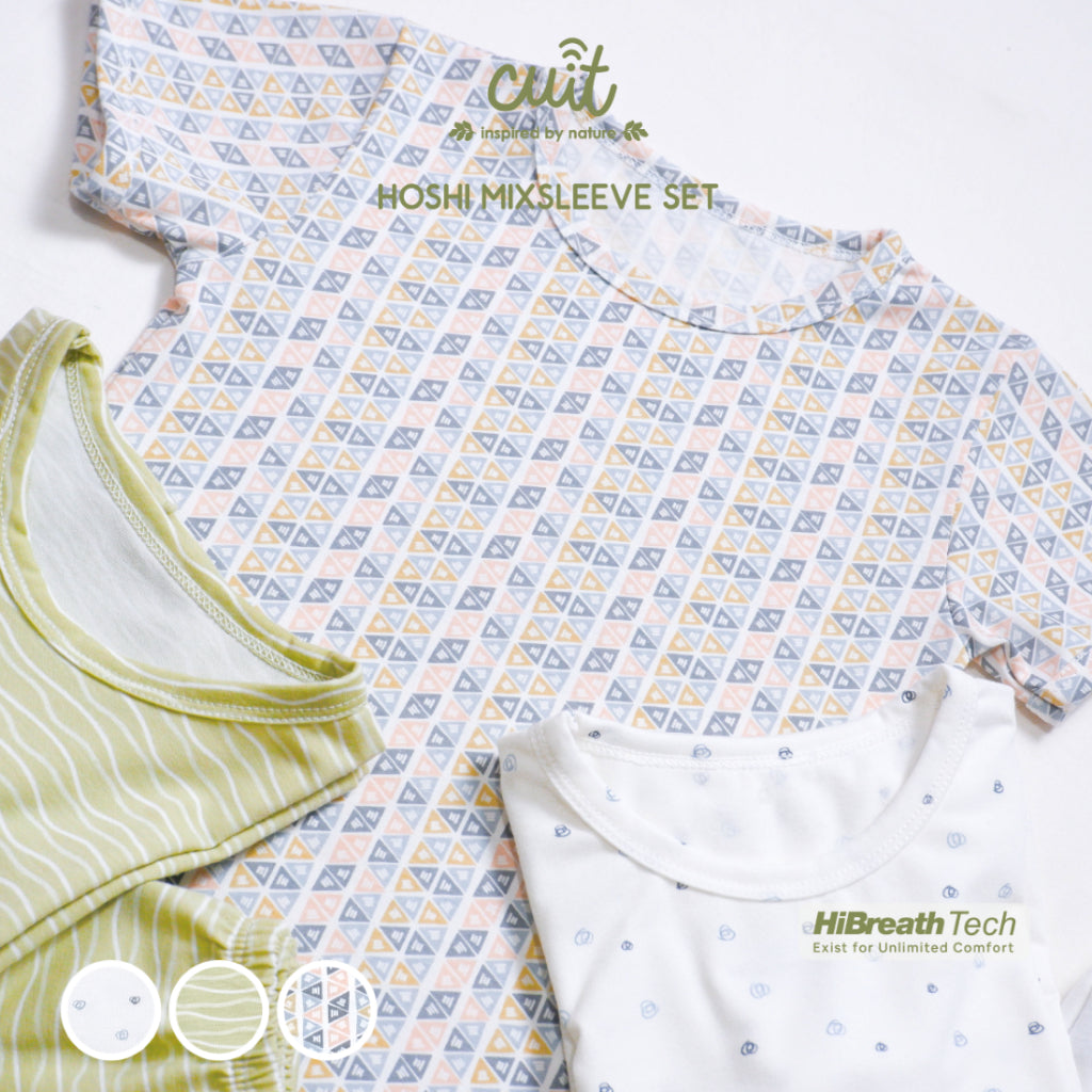 Cuit Hoshi Setelan Tangan Pendek Motif Minimalis 1-6 Tahun