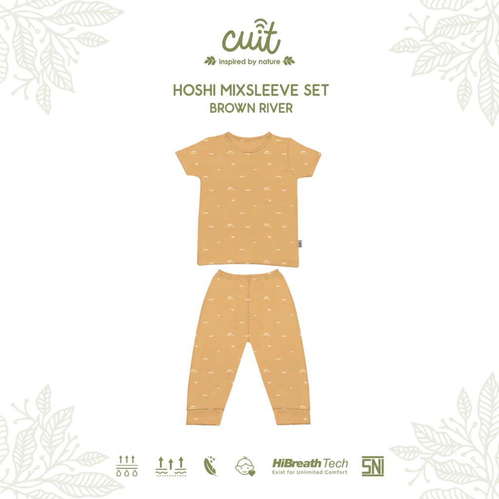 Cuit Hoshi Setelan Tangan Pendek Motif Minimalis 1-6 Tahun