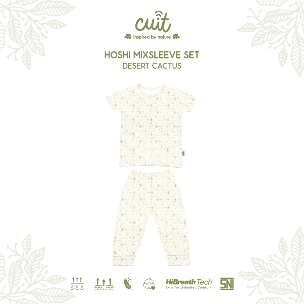 Cuit Hoshi Setelan Tangan Pendek Motif Minimalis 1-6 Tahun