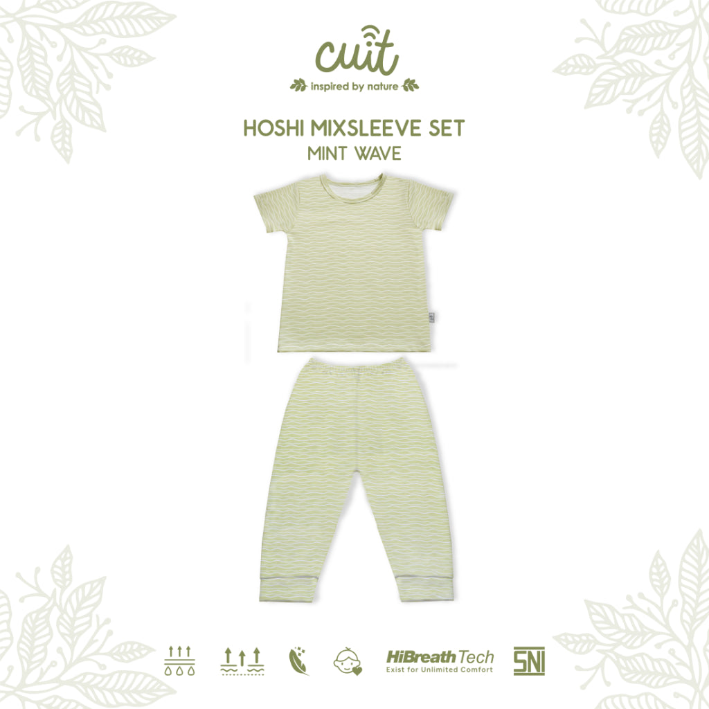 Cuit Hoshi Setelan Tangan Pendek Motif Minimalis 1-6 Tahun