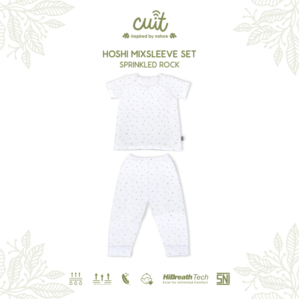Cuit Hoshi Setelan Tangan Pendek Motif Minimalis 1-6 Tahun