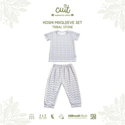 Cuit Hoshi Setelan Tangan Pendek Motif Minimalis 1-6 Tahun
