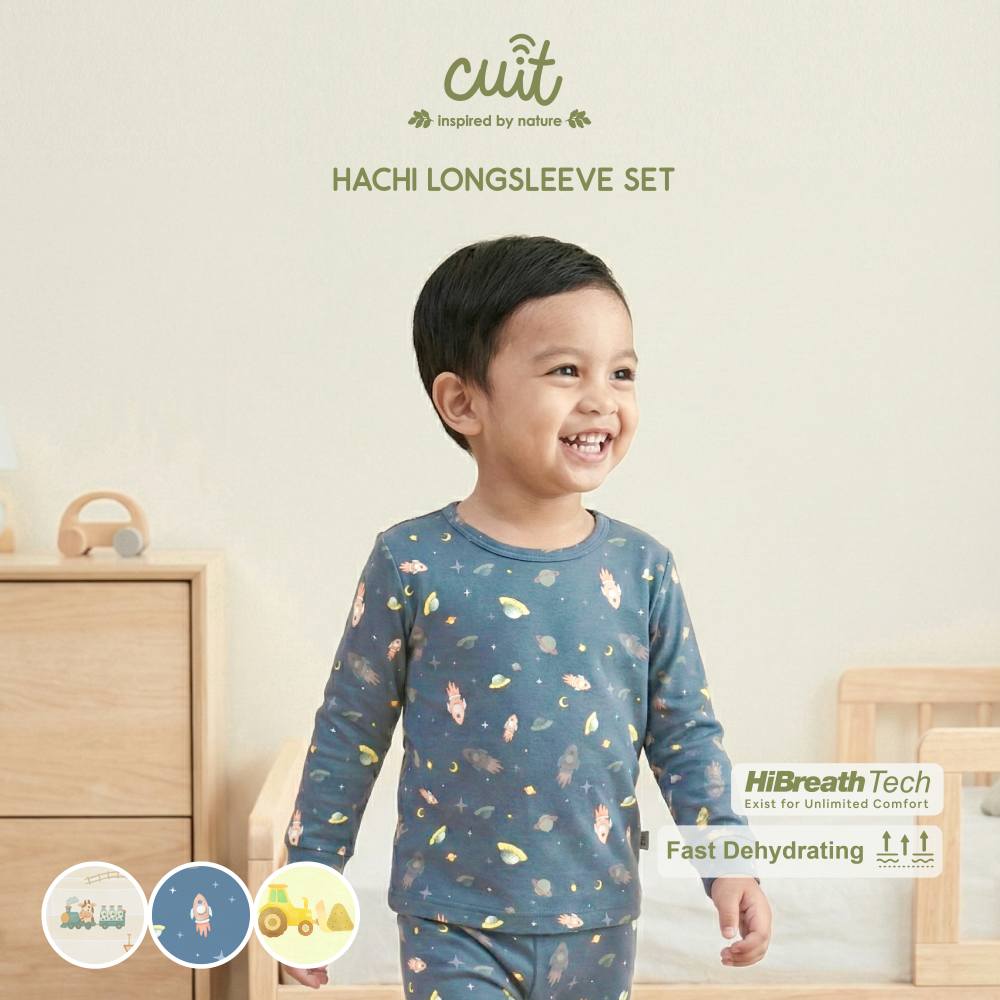 Cuit Hachi Setelan Tangan Panjang Motif Karakter 1-6 Tahun