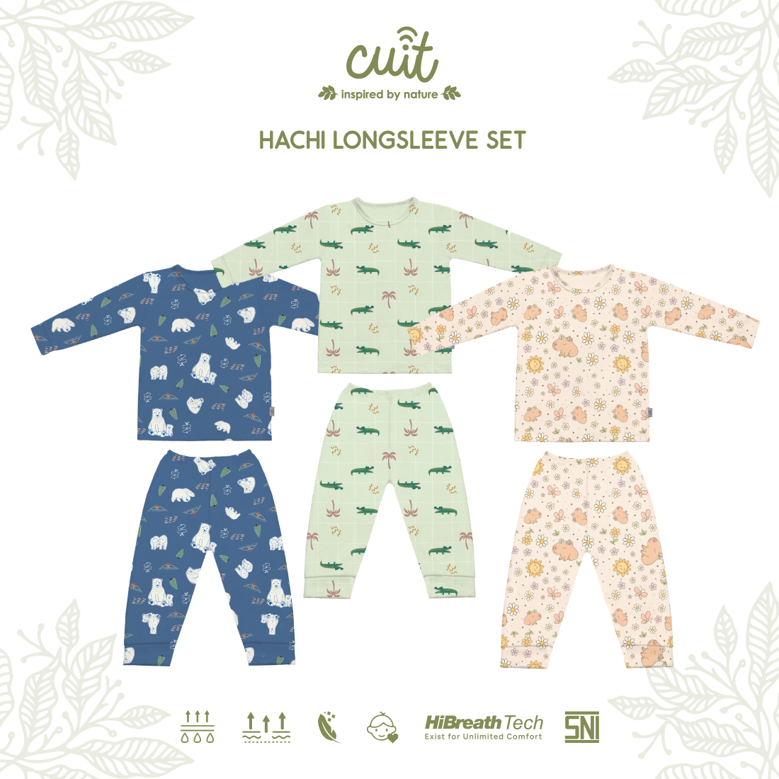 Cuit Hachi Setelan Tangan Panjang Motif Karakter 1-6 Tahun