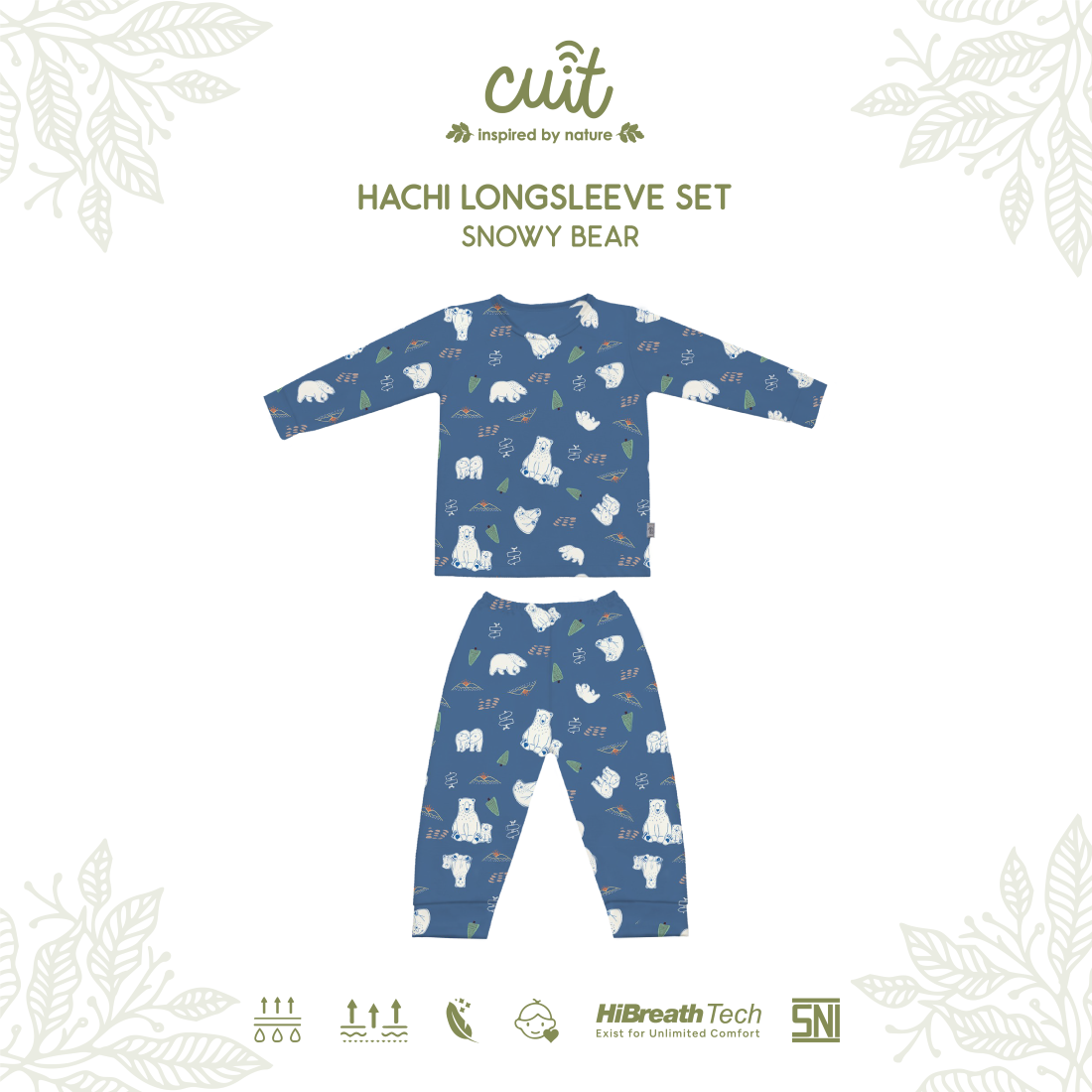 Cuit Hachi Setelan Tangan Panjang Motif Karakter 1-6 Tahun