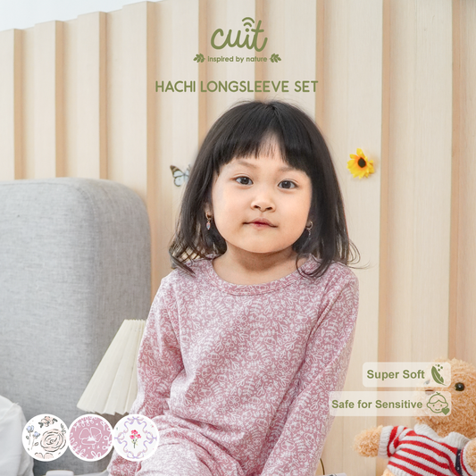 Cuit Hachi Setelan Tangan Panjang Motif Floral 1-6 Tahun