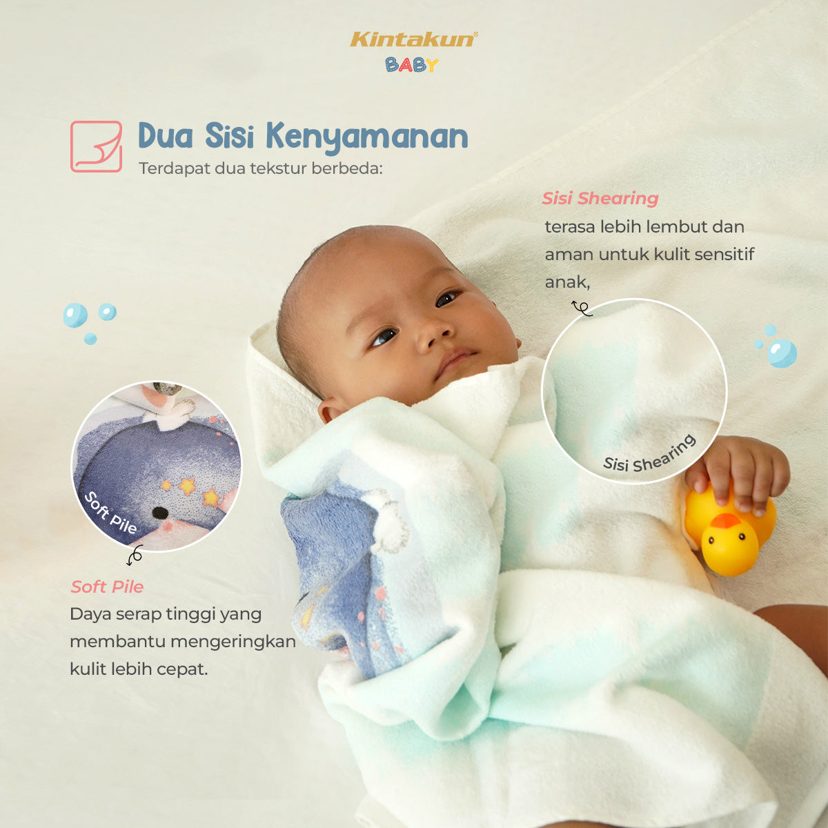 Kintakun Baby Cotton Towel Handuk Mandi Bayi Ocean Fun 60 x 120 cm