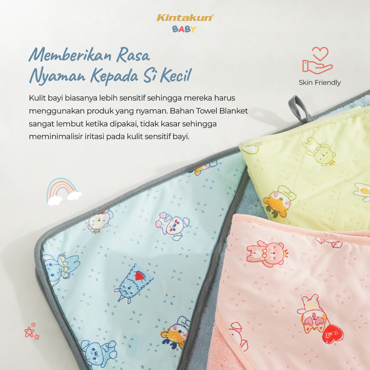 Kintakun Baby Selimut Bayi Bulu Hoodie 70 x 70 Motif Karakter