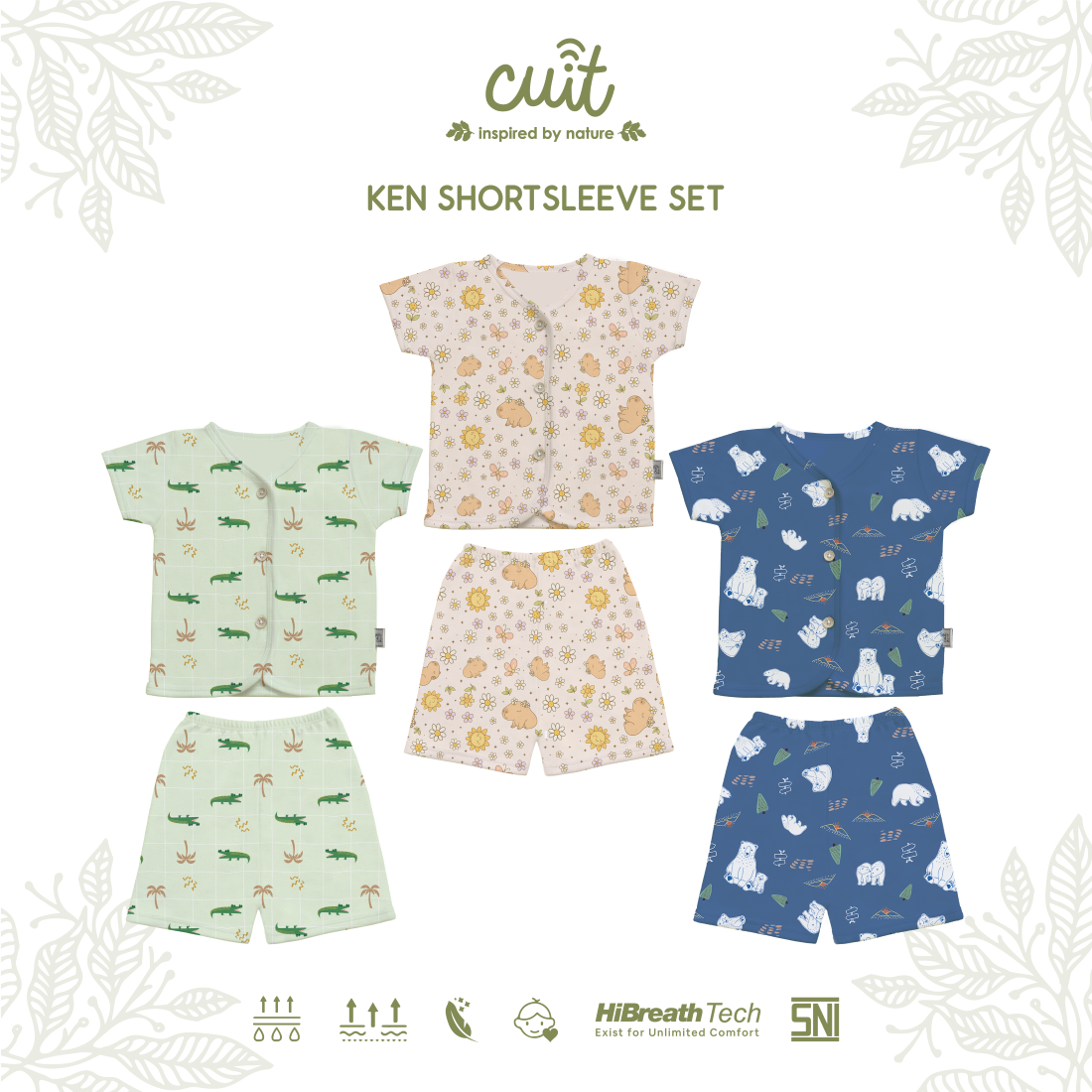 Cuit Ken Setelan Tangan Pendek Motif Karakter 0-2 Tahun