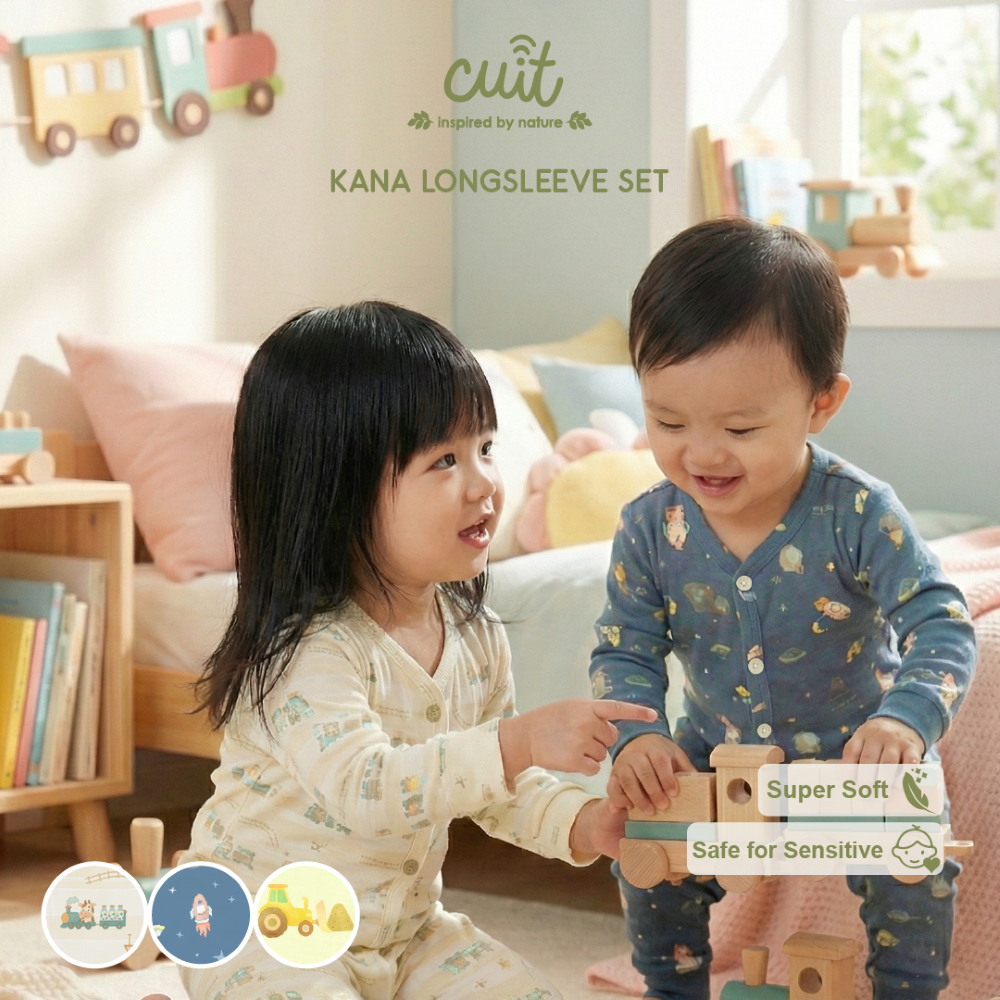 Cuit Kana Setelan Tangan Panjang Motif Karakter 0-2 Tahun