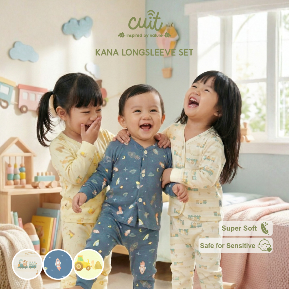 Cuit Kana Setelan Tangan Panjang Motif Karakter 0-2 Tahun