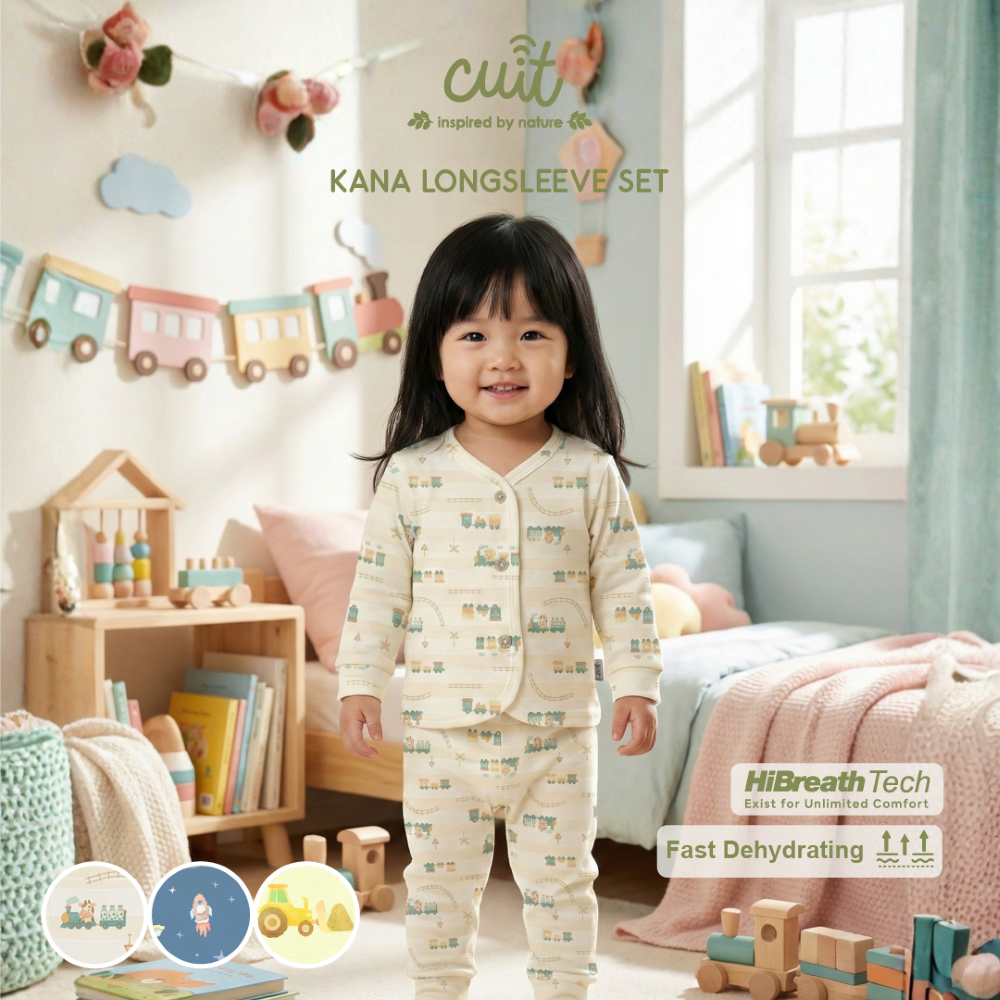 Cuit Kana Setelan Tangan Panjang Motif Karakter 0-2 Tahun