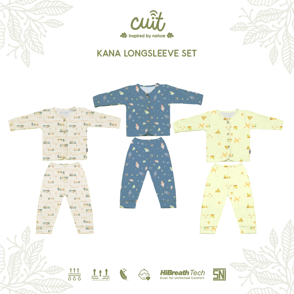 Cuit Kana Setelan Tangan Panjang Motif Karakter 0-2 Tahun