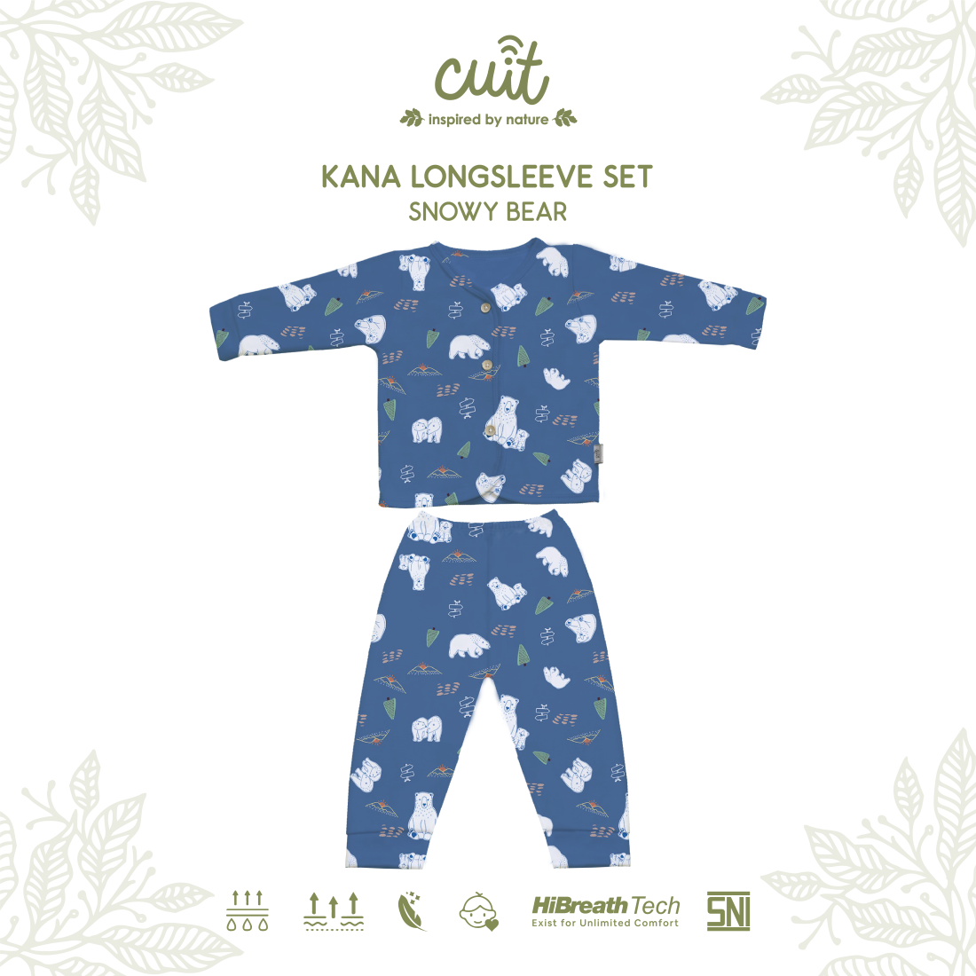 Cuit Kana Setelan Tangan Panjang Motif Karakter 0-2 Tahun