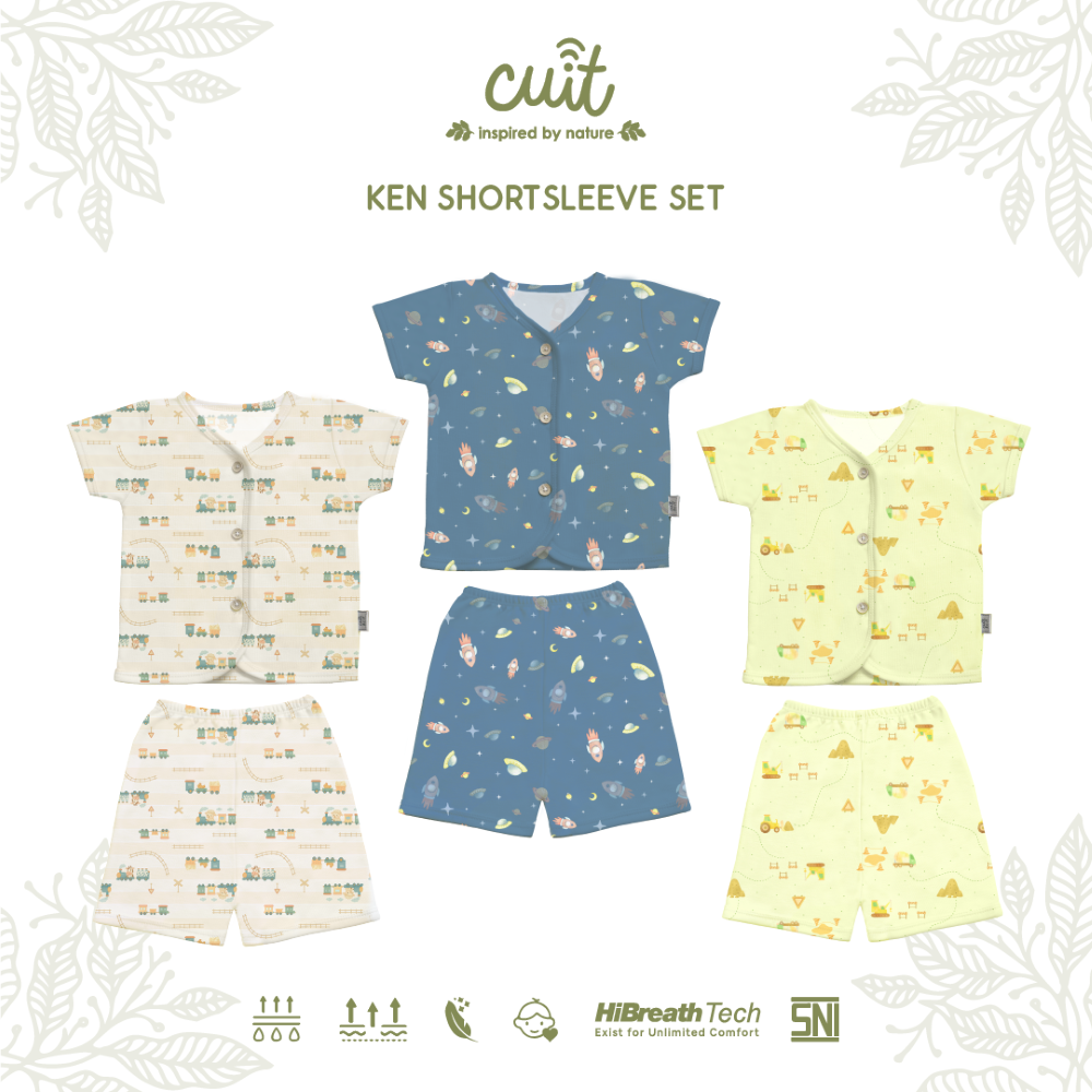 Cuit Ken Setelan Tangan Pendek Motif Karakter 0-2 Tahun