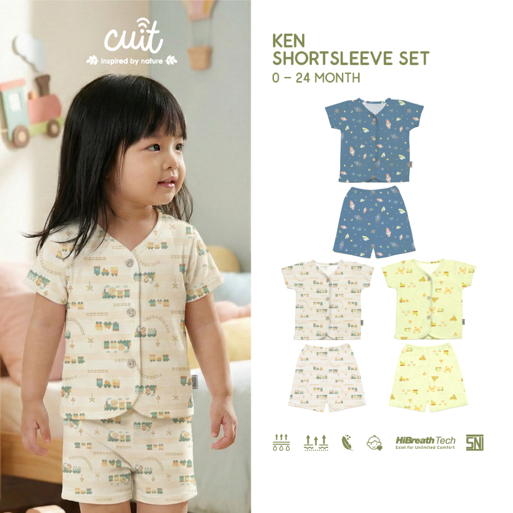 Cuit Ken Setelan Tangan Pendek Motif Karakter 0-2 Tahun