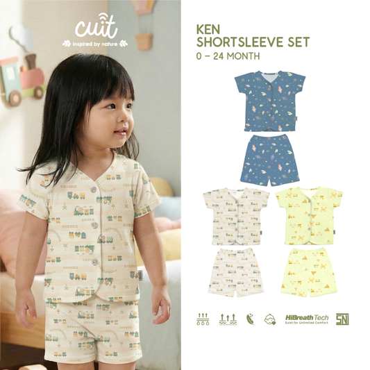 Cuit Ken Setelan Tangan Pendek Motif Karakter 0-2 Tahun