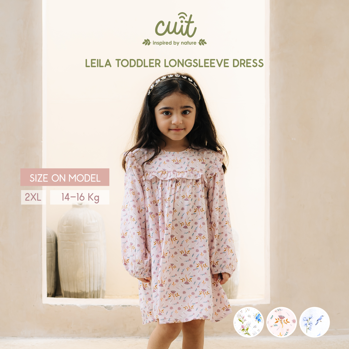 Cuit Leila Dress Anak Tangan Panjang 1-6 Tahun