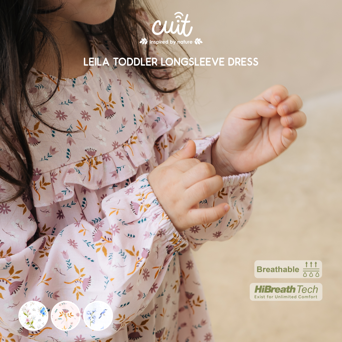 Cuit Leila Dress Anak Tangan Panjang 1-6 Tahun