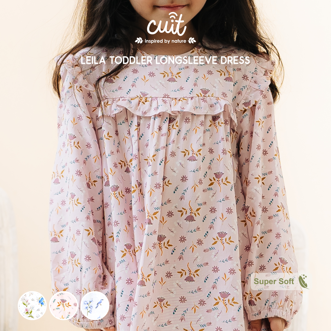 Cuit Leila Dress Anak Tangan Panjang 1-6 Tahun