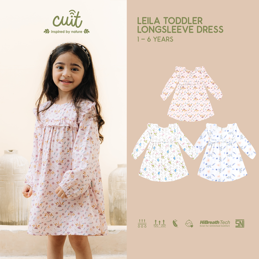 Cuit Leila Dress Anak Tangan Panjang 1-6 Tahun