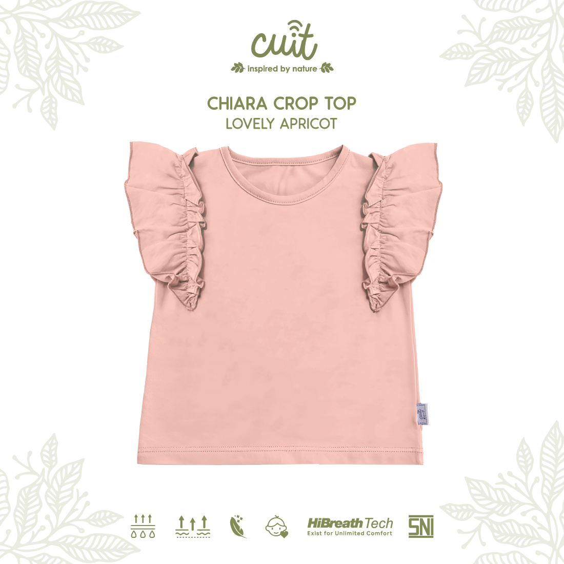 Cuit Chiara Crop Top Kaos Ruffle Anak Perempuan 3-10 Tahun