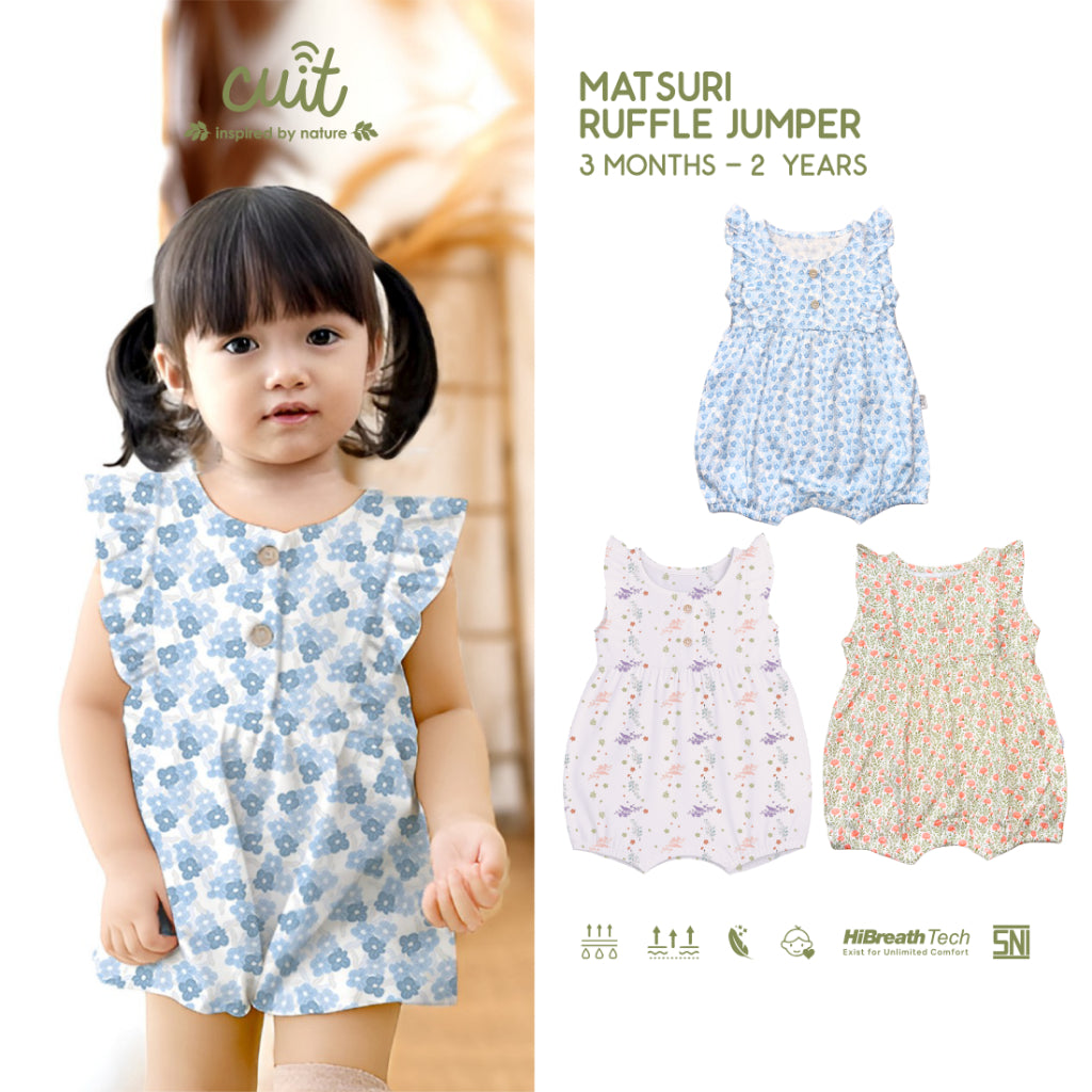 Cuit Matsuri Ruffle Romper Dress Floral 3 Bulan - 2 Tahun