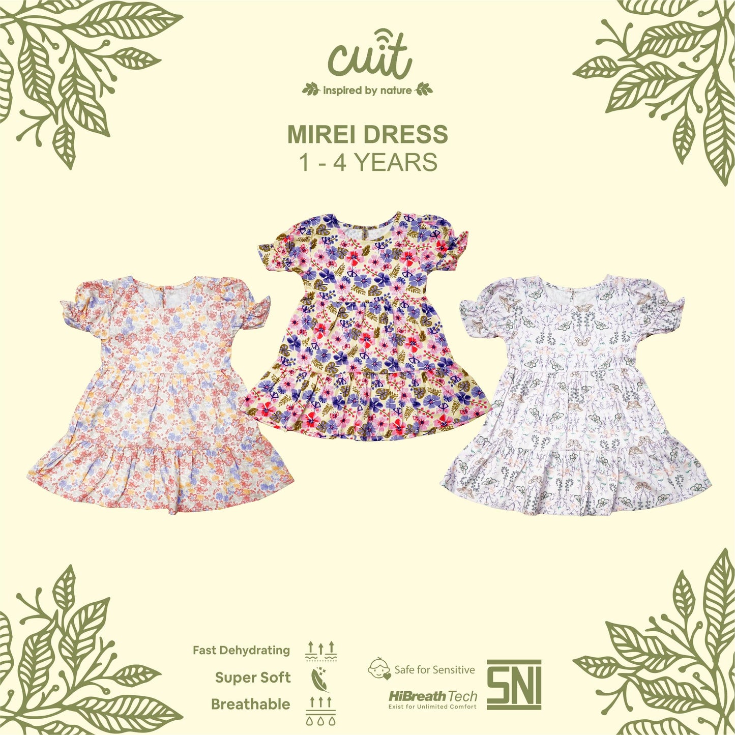 Cuit Mirei Dress Anak Tangan Pendek 1-4 Tahun