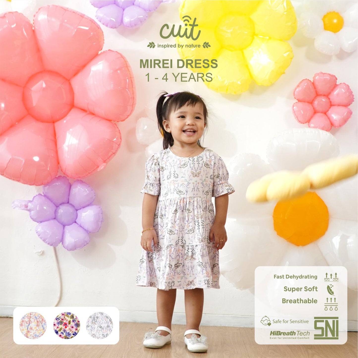 Cuit Mirei Dress Anak Tangan Pendek 1-4 Tahun
