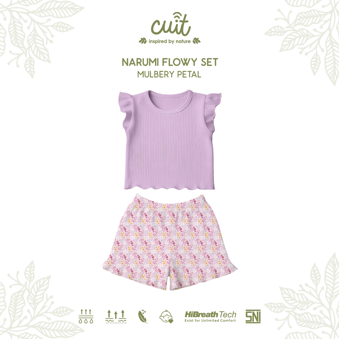 Cuit Narumi Flowy Set Setelan Cotton Ribbed 6 Bulan - 4 Tahun