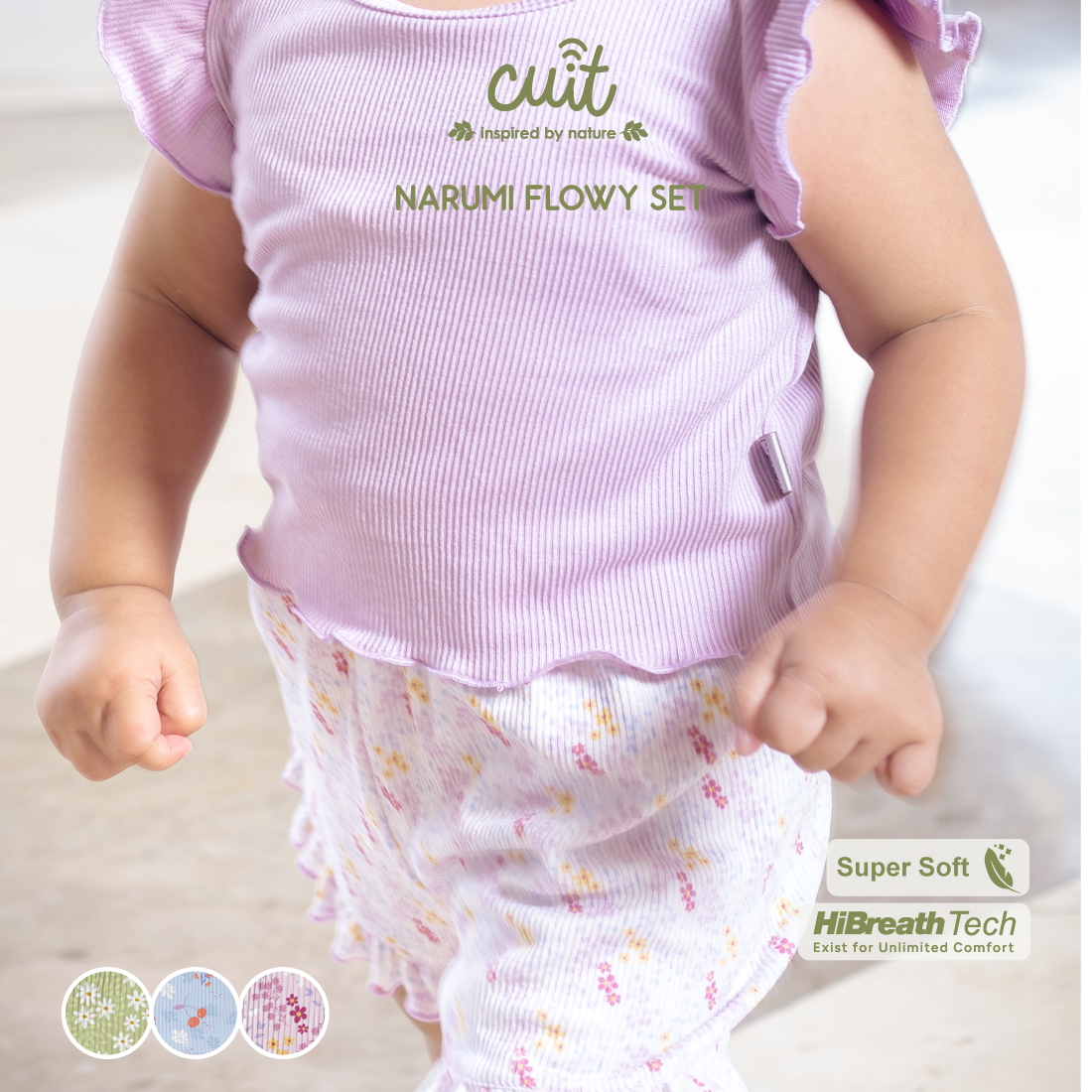 Cuit Narumi Flowy Set Setelan Cotton Ribbed 6 Bulan - 4 Tahun