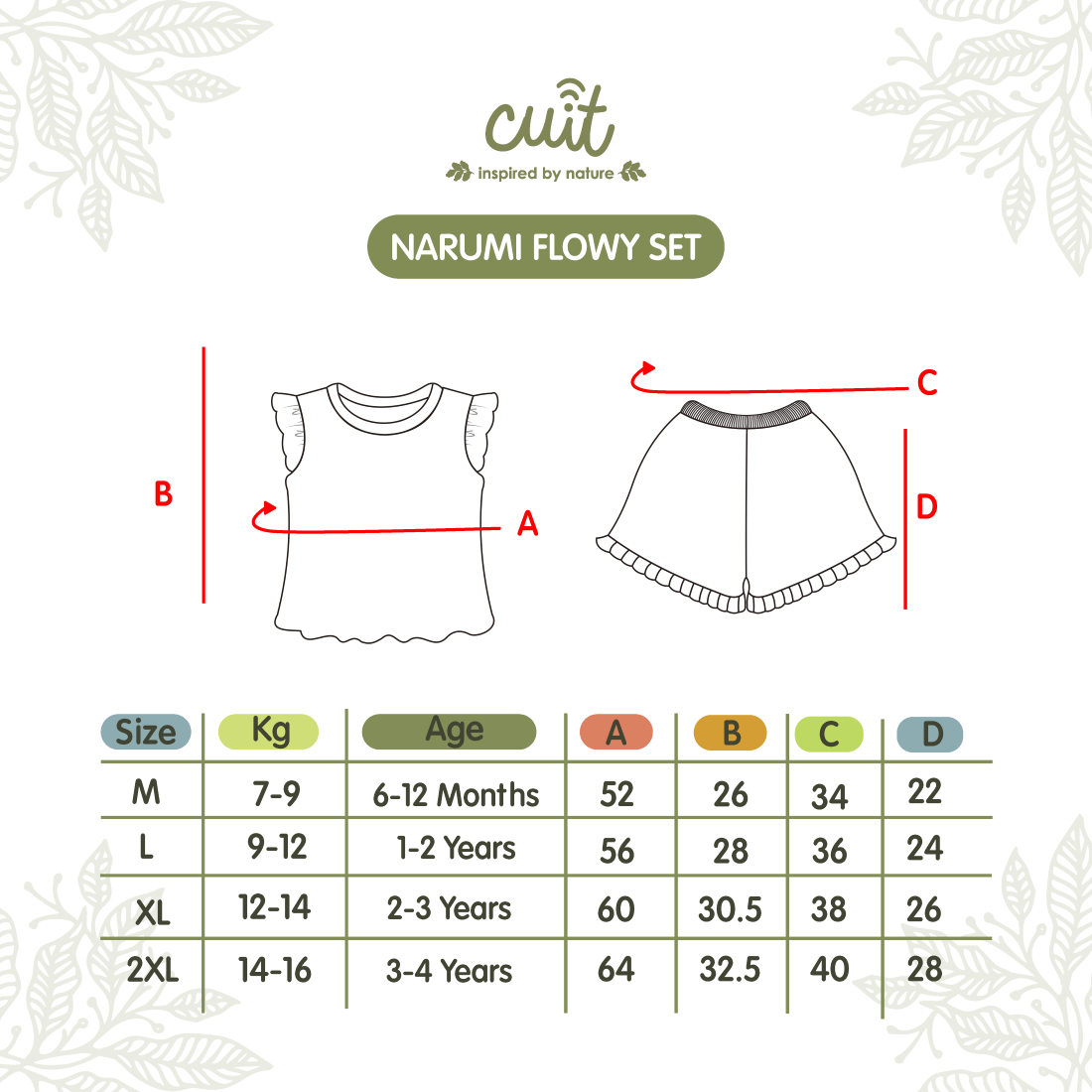 Cuit Narumi Flowy Set Setelan Cotton Ribbed 6 Bulan - 4 Tahun
