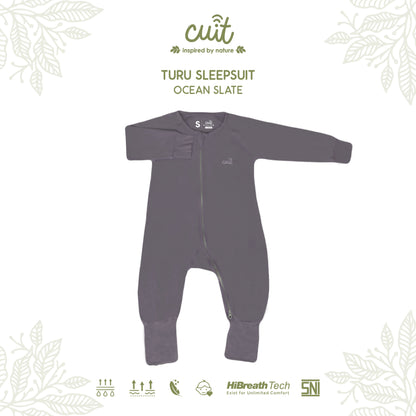 Cuit Turu Eco Double Zipper Sleepsuit Polos 0-12 Bulan