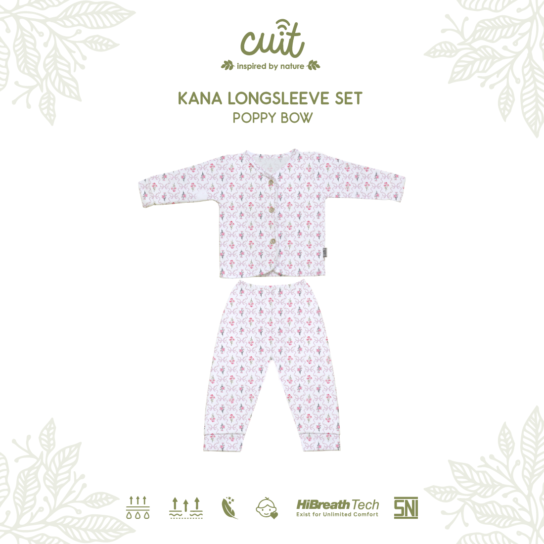 Cuit Kana Setelan Tangan Panjang Motif Floral 0-2 Tahun