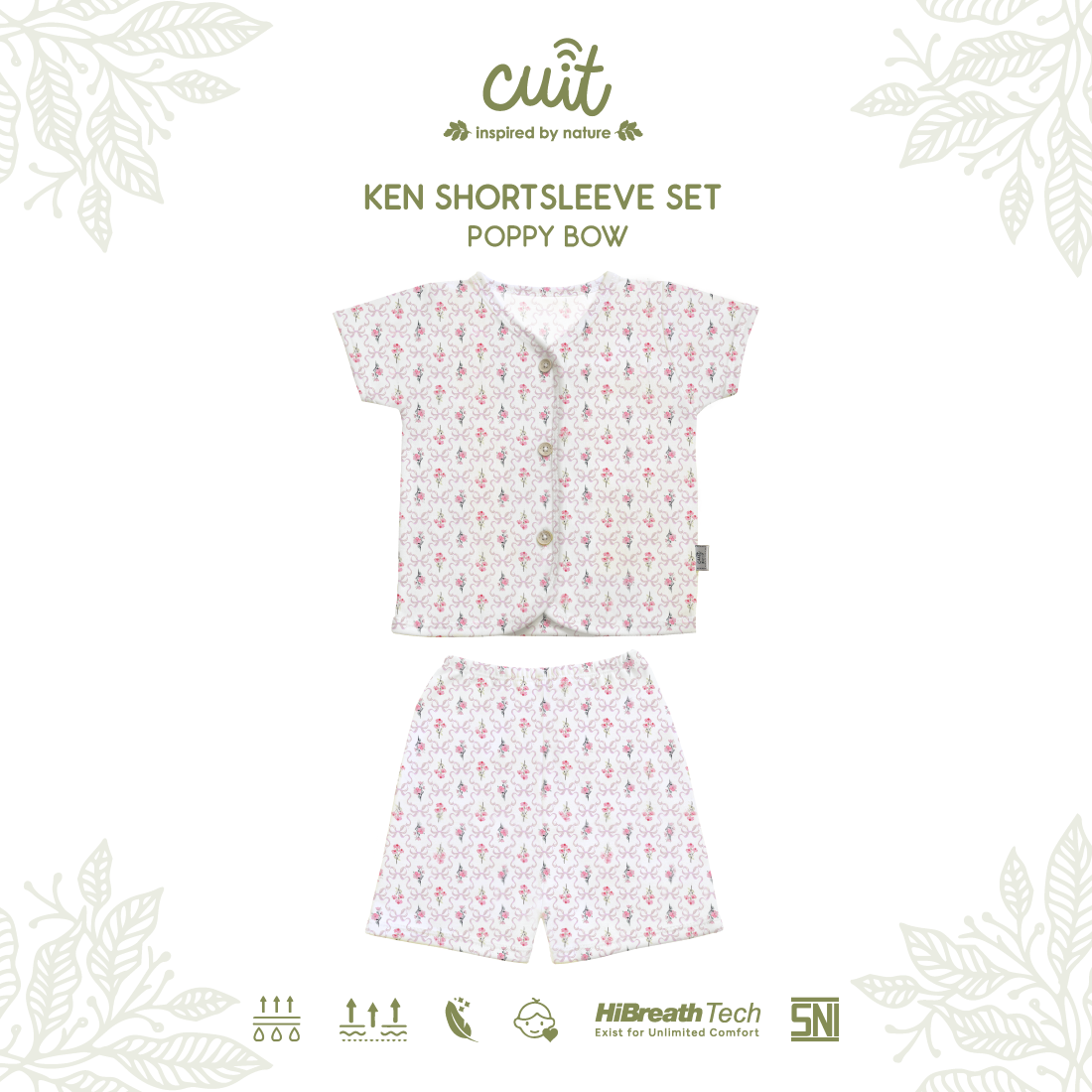 Cuit Ken Setelan Tangan Pendek Motif Floral 0-2 Tahun