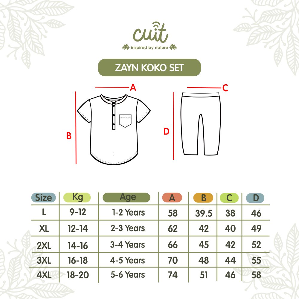 Cuit Zayn Baju Koko Set 1-6 Tahun