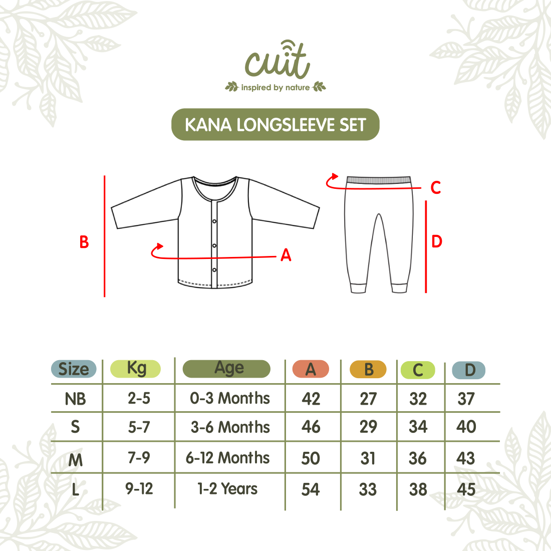 Cuit Kana Setelan Tangan Panjang Motif Karakter 0-2 Tahun