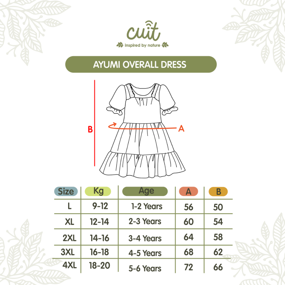 Cuit Ayumi Overall Floral Dress 1-6 Tahun