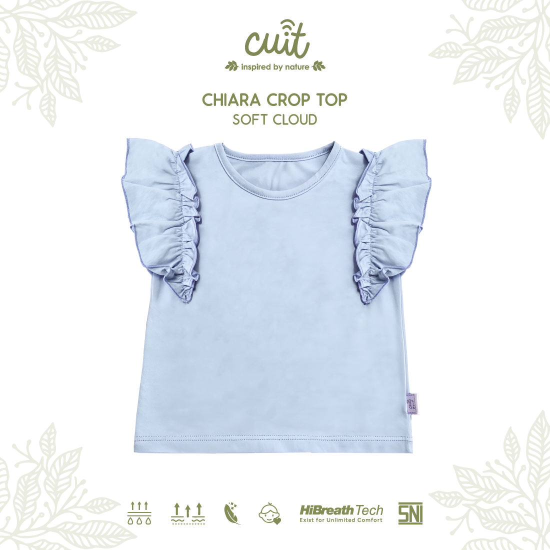 Cuit Chiara Crop Top Kaos Ruffle Anak Perempuan 3-10 Tahun