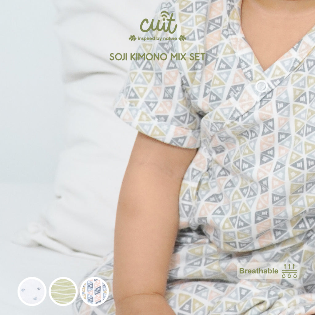 Cuit Soji Kimono Set 0 - 12 Bulan Motif Minimalis