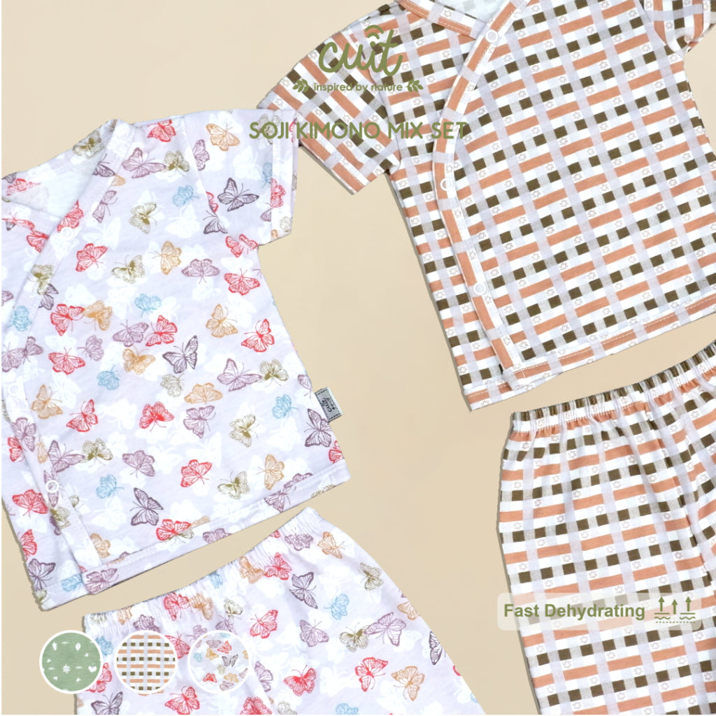 Cuit Soji Kimono Set 0 - 12 Bulan Motif Minimalis