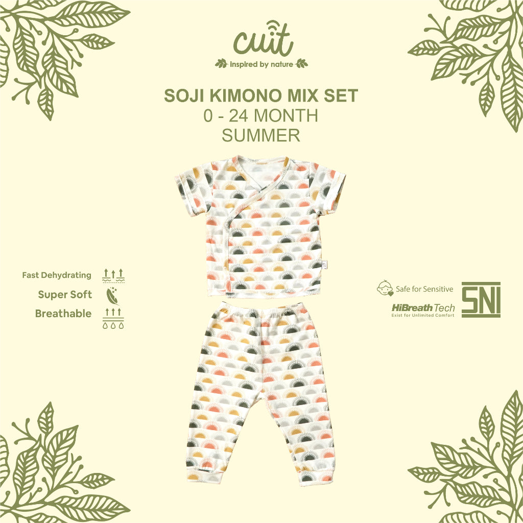Cuit Soji Kimono Set 0 - 12 Bulan Motif Minimalis