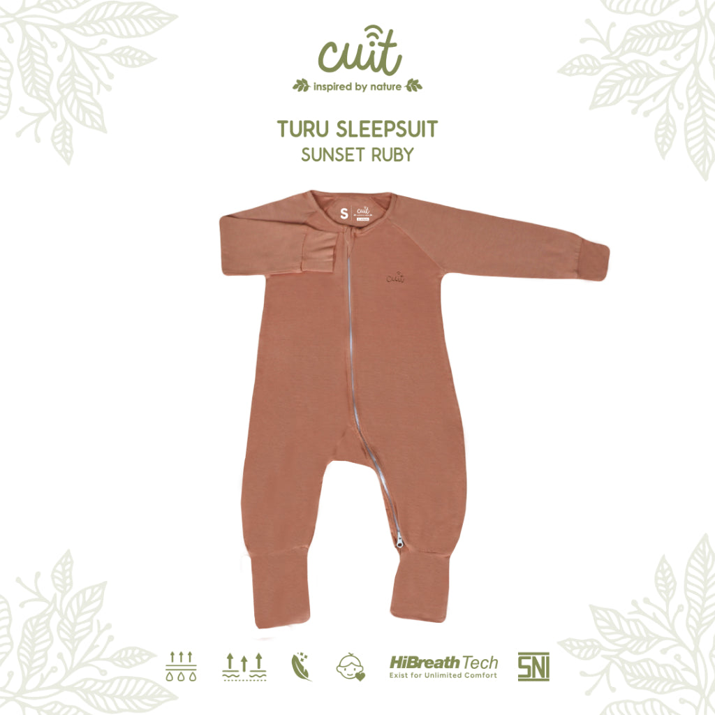 Cuit Turu Eco Double Zipper Sleepsuit Polos 0-12 Bulan