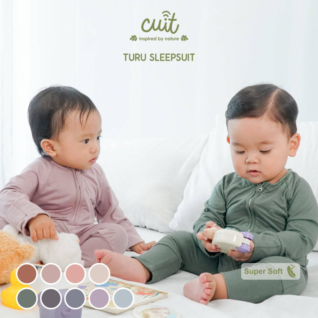 Cuit Turu Eco Double Zipper Sleepsuit Polos 0-12 Bulan