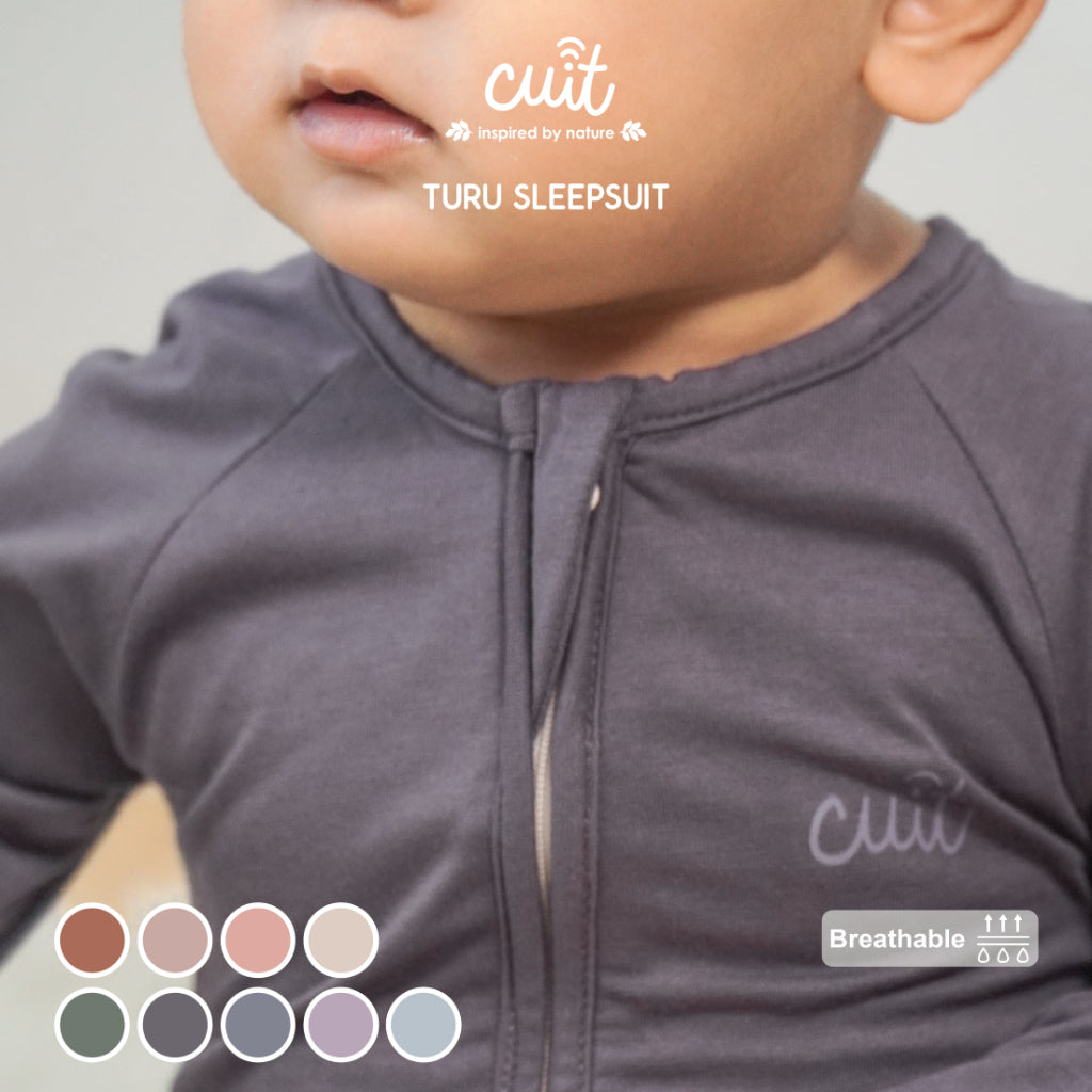 Cuit Turu Eco Double Zipper Sleepsuit Polos 0-12 Bulan