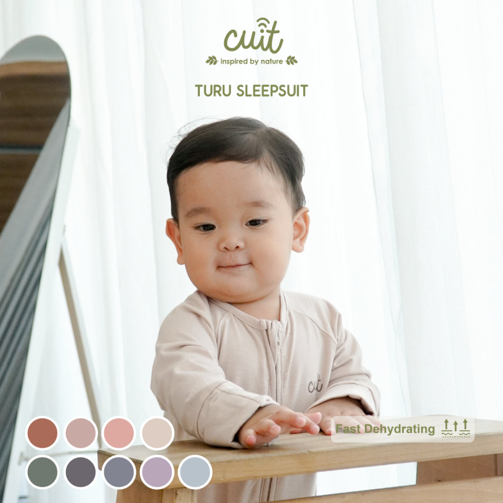 Cuit Turu Eco Double Zipper Sleepsuit Polos 0-12 Bulan