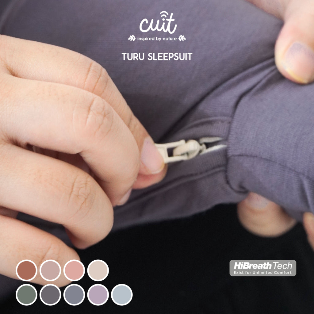 Cuit Turu Eco Double Zipper Sleepsuit Polos 0-12 Bulan