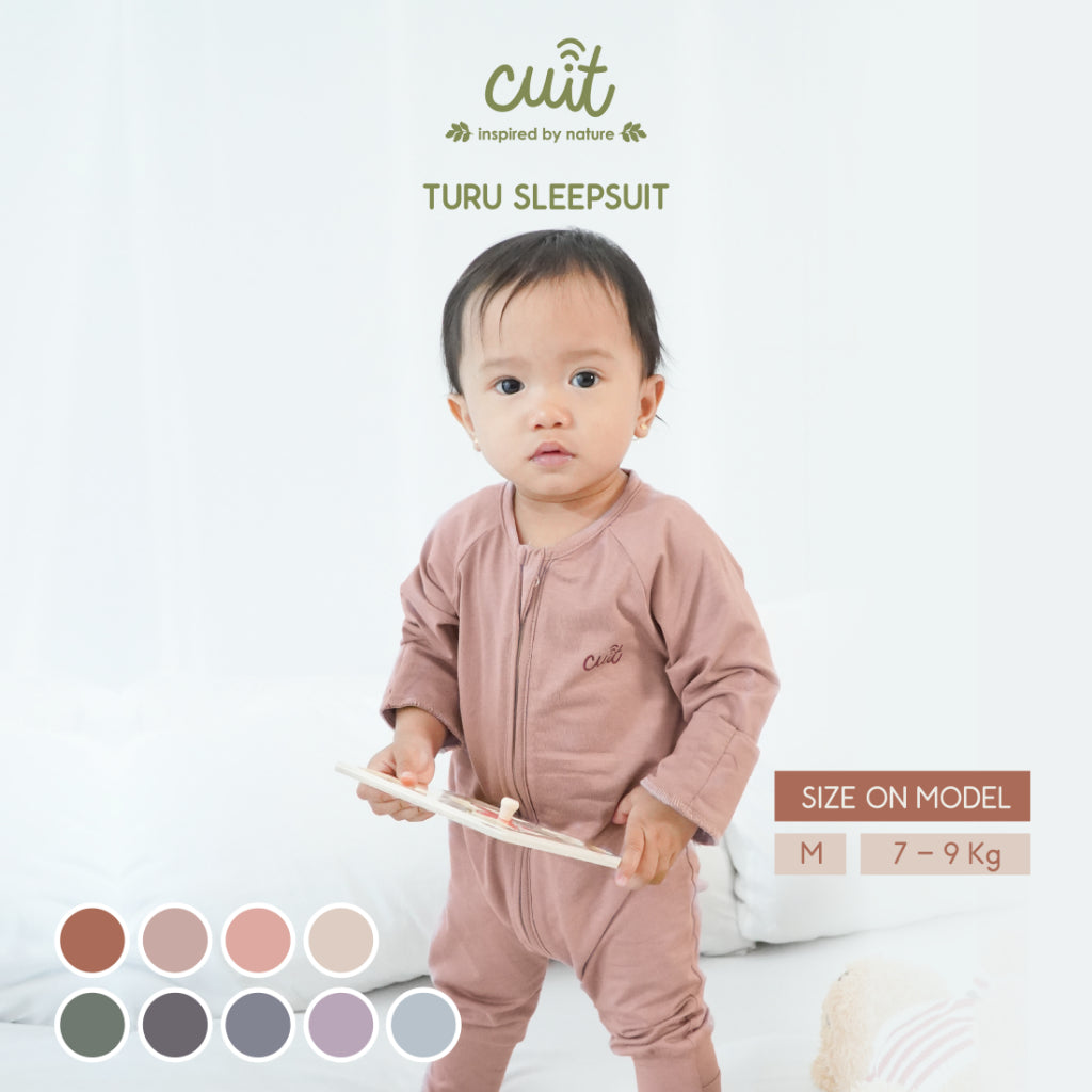 Cuit Turu Eco Double Zipper Sleepsuit Polos 0-12 Bulan